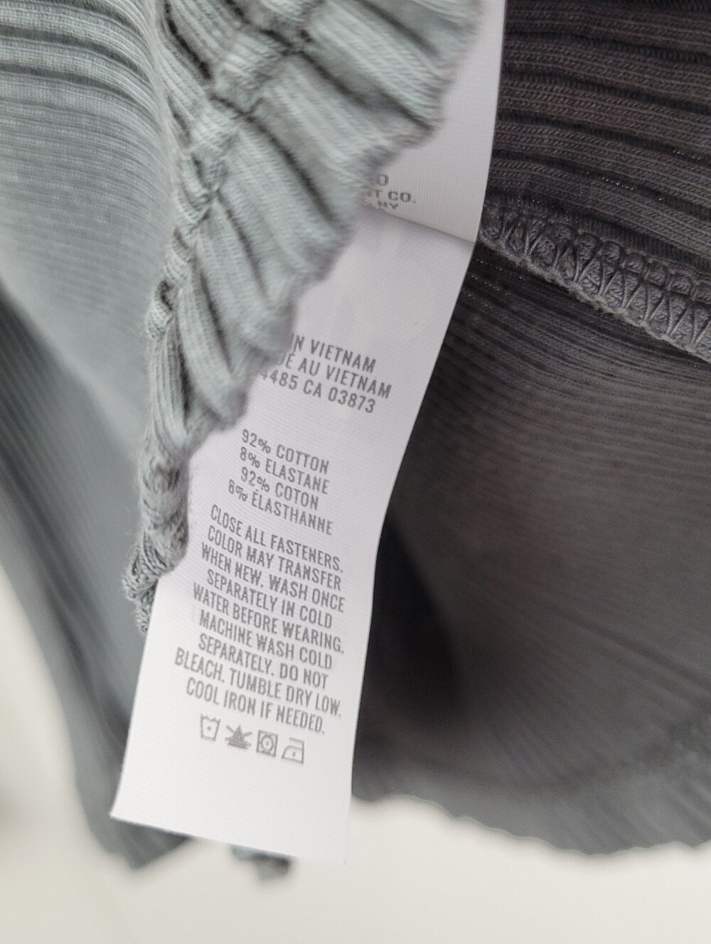 Aerie Small Washed Charcoal Ribbed Henley Long Sleeve Top - Picture 3 of 5